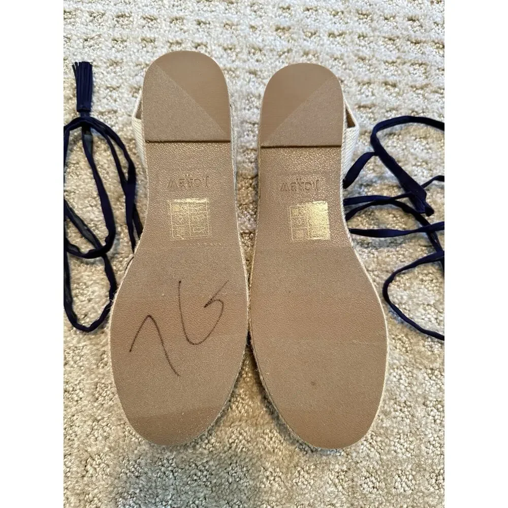 Women's J.Crew Microsuede Lace-Up Espadrilles Flats Navy Size 6 J0839